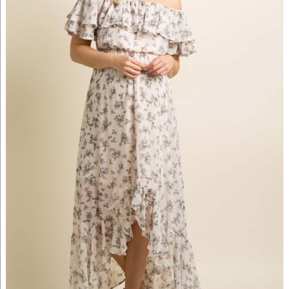 PinkBlush Maternity Dress - High low floral